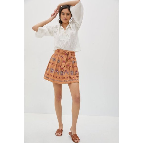 Anthropologie Meghan Embroidered Mini Skirt - Picture 1 of 11